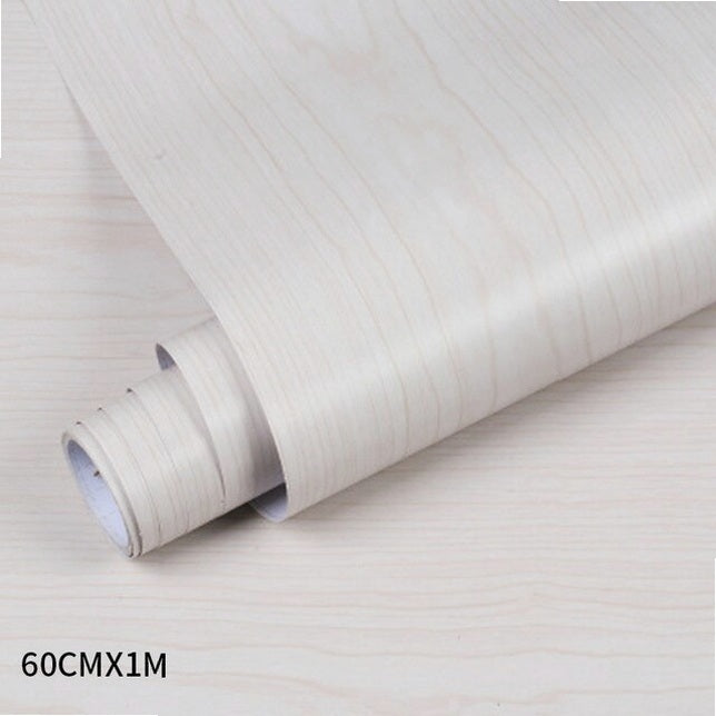 Wood grain PVC wallpaper film for furniture, closet doors, kitchen cabinets - adhesive wall sticker for home office decor renovation