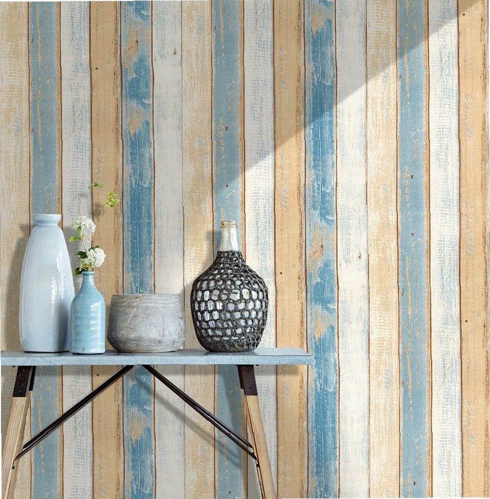 3D Self-Adhesive Vintage Wood Wallpaper Roll 0.45*6m Contact Paper for Living Room Kitchen Bathroom Wall Decor Mural