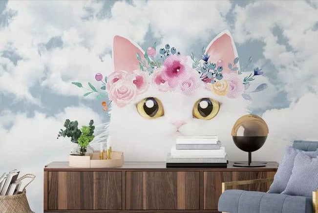 beibehang Custom watercolor hand-painted adorable cat dog pet animal kids room backdrop 3d papel de parede wallpaper