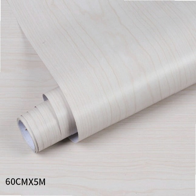 Wood grain PVC wallpaper film for furniture, closet doors, kitchen cabinets - adhesive wall sticker for home office decor renovation