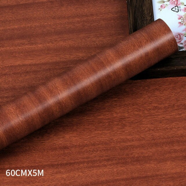 Wood grain PVC wallpaper film for furniture, closet doors, kitchen cabinets - adhesive wall sticker for home office decor renovation