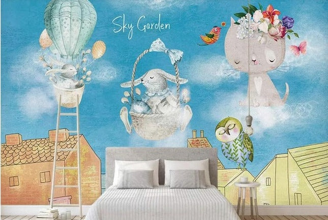 beibehang Custom watercolor hand-painted adorable cat dog pet animal kids room backdrop 3d papel de parede wallpaper
