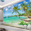 beibehang Custom Large Wallpapers Hawaiian Summer Landscape Mediterranean Sea Coconut Tree Background Wall TV
