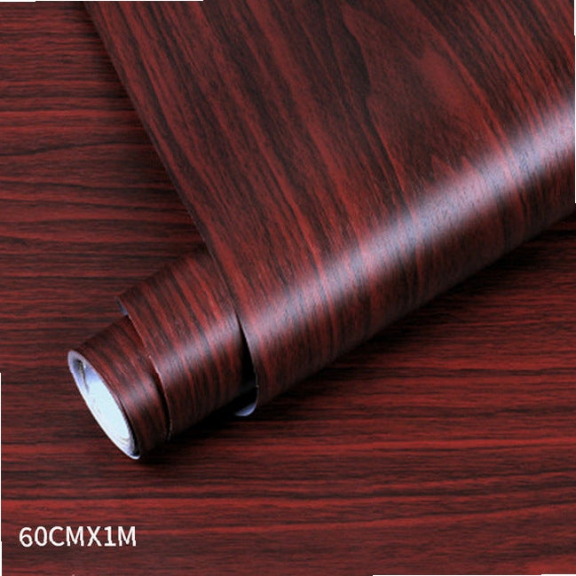 Wood grain PVC wallpaper film for furniture, closet doors, kitchen cabinets - adhesive wall sticker for home office decor renovation