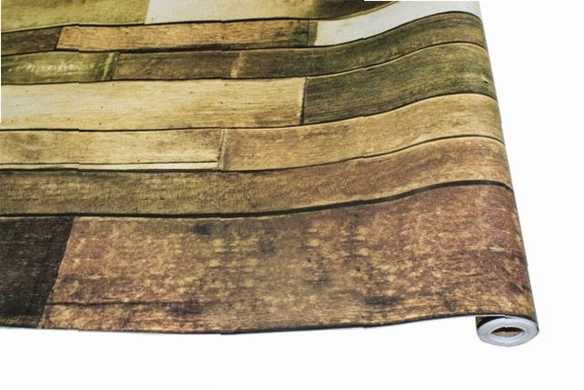 3D Self-Adhesive Vintage Wood Wallpaper Roll 0.45*6m Contact Paper for Living Room Kitchen Bathroom Wall Decor Mural