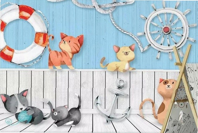 beibehang Custom watercolor hand-painted adorable cat dog pet animal kids room backdrop 3d papel de parede wallpaper