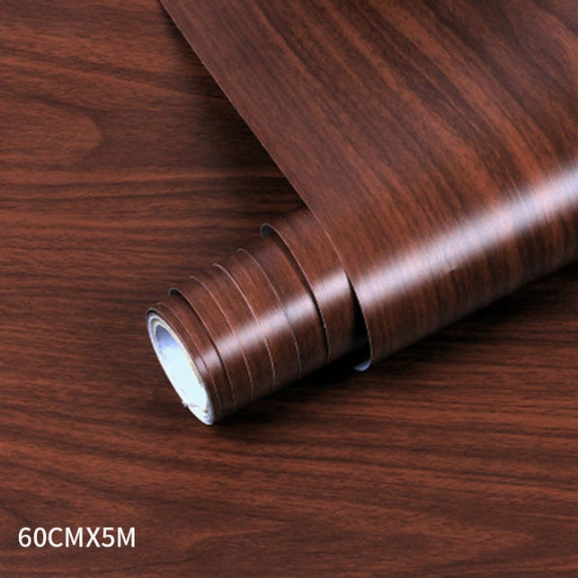 Wood grain PVC wallpaper film for furniture, closet doors, kitchen cabinets - adhesive wall sticker for home office decor renovation