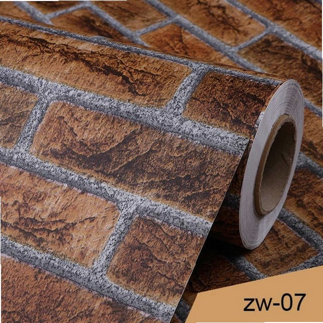 3D Vinyl Brick Pattern Wallpaper 0.4x3M Waterproof Wall Sticker for Bathroom Kitchen Living Room Modern Home Decor