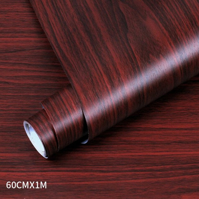 Wood grain PVC wallpaper film for furniture, closet doors, kitchen cabinets - adhesive wall sticker for home office decor renovation