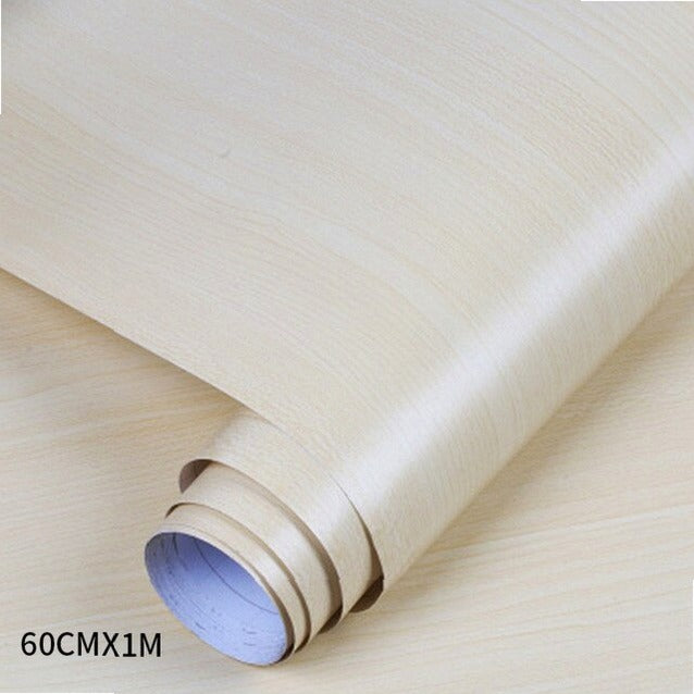Wood grain PVC wallpaper film for furniture, closet doors, kitchen cabinets - adhesive wall sticker for home office decor renovation
