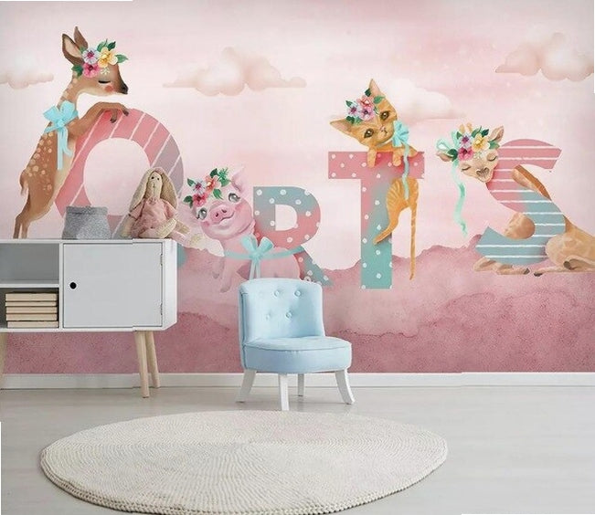 beibehang Custom watercolor hand-painted adorable cat dog pet animal kids room backdrop 3d papel de parede wallpaper
