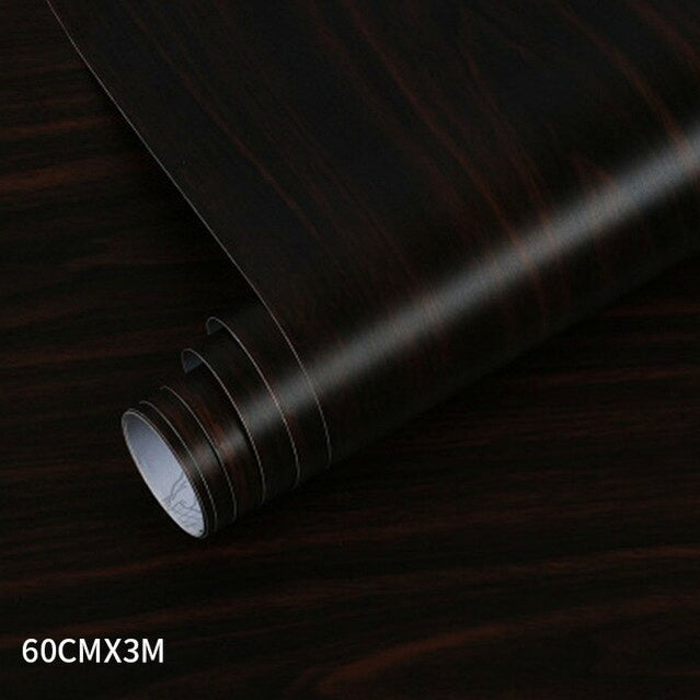 Wood grain PVC wallpaper film for furniture, closet doors, kitchen cabinets - adhesive wall sticker for home office decor renovation