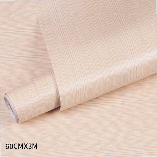 Wood grain PVC wallpaper film for furniture, closet doors, kitchen cabinets - adhesive wall sticker for home office decor renovation