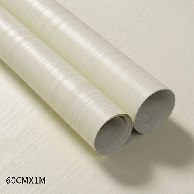 Wood grain PVC wallpaper film for furniture, closet doors, kitchen cabinets - adhesive wall sticker for home office decor renovation