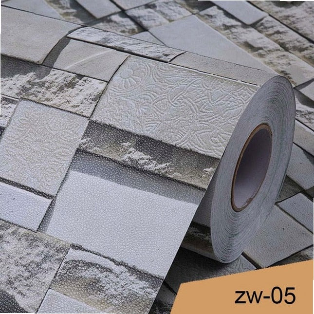 3D Vinyl Brick Pattern Wallpaper 0.4x3M Waterproof Wall Sticker for Bathroom Kitchen Living Room Modern Home Decor