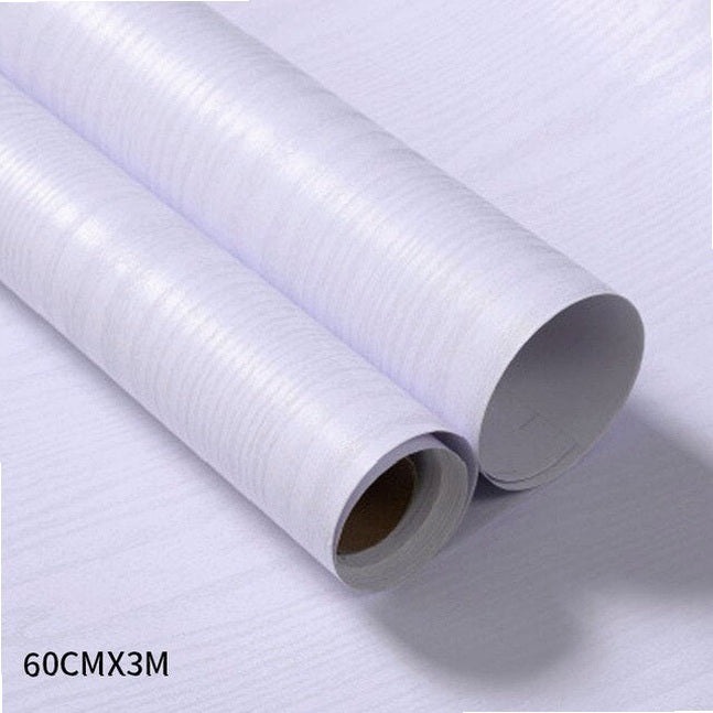 Wood grain PVC wallpaper film for furniture, closet doors, kitchen cabinets - adhesive wall sticker for home office decor renovation