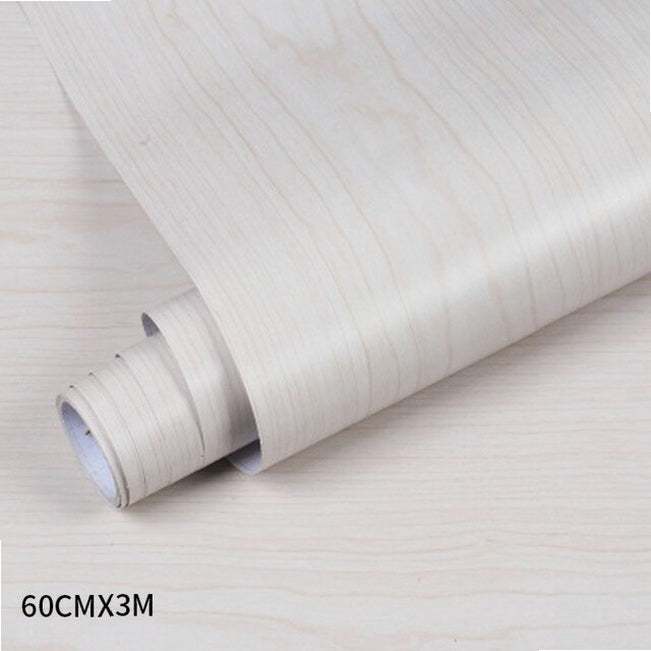 Wood grain PVC wallpaper film for furniture, closet doors, kitchen cabinets - adhesive wall sticker for home office decor renovation