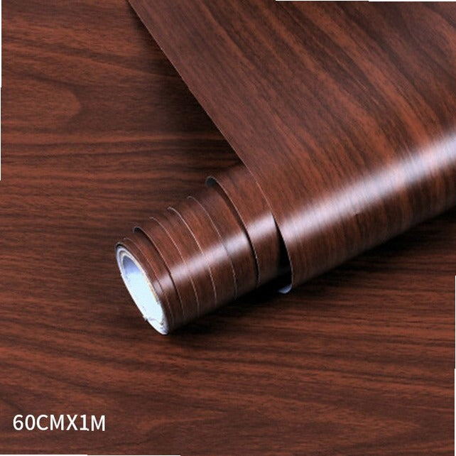 Wood grain PVC wallpaper film for furniture, closet doors, kitchen cabinets - adhesive wall sticker for home office decor renovation